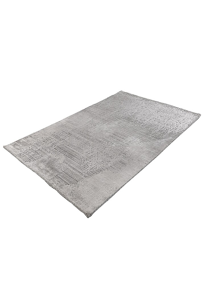 Grey Viscose Silk Handcrafted Carpet by QAALEEN at Pernia's Pop Up Shop