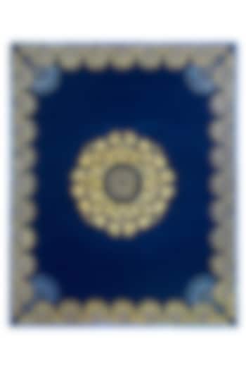 Blue Golden Wool & Silk Handcrafted Carpet by QAALEEN at Pernia's Pop Up Shop