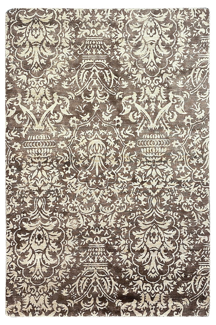 Light Brown Bamboo Silk Handcrafted Rug by QAALEEN