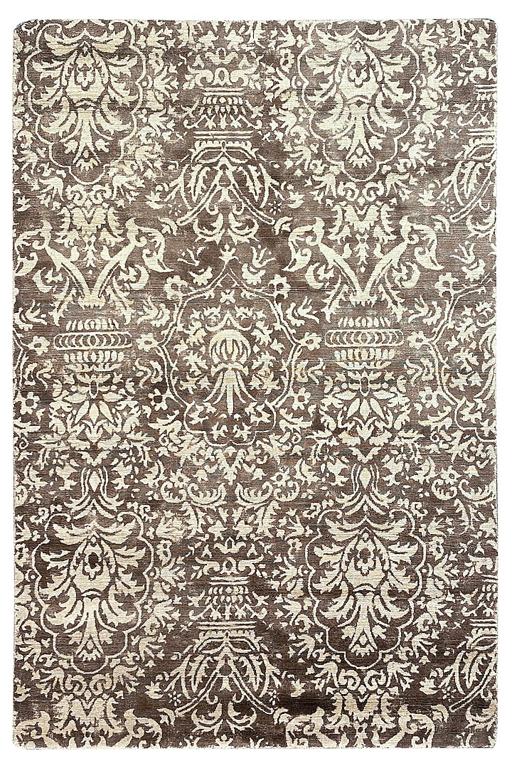 Light Brown Bamboo Silk Handcrafted Rug by QAALEEN at Pernia's Pop Up Shop