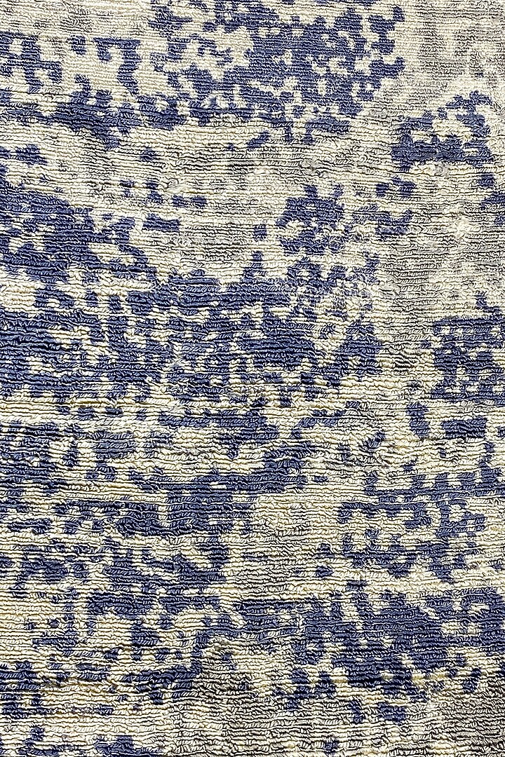 Blue & Cream Bamboo Silk Handcrafted Rug by QAALEEN at Pernia's Pop Up Shop