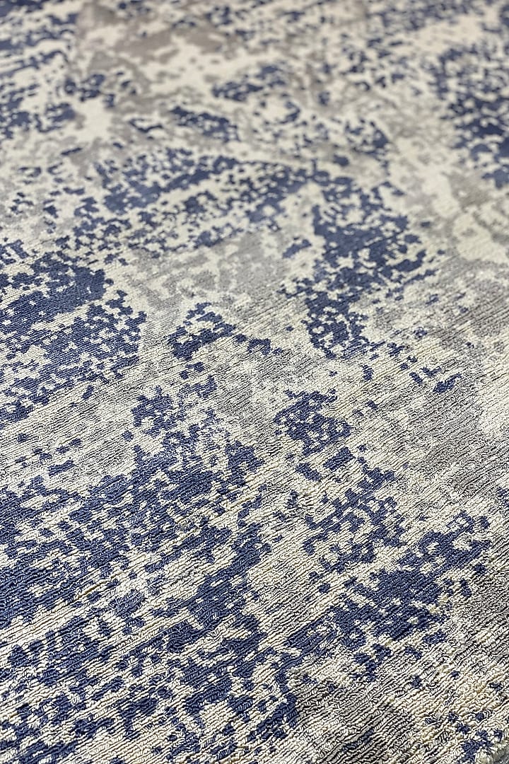 Blue & Cream Bamboo Silk Handcrafted Rug by QAALEEN at Pernia's Pop Up Shop