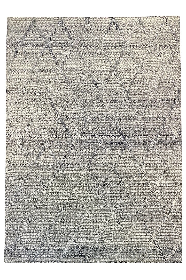Grey Wool Viscose Blend Handcrafted Carpet Design by QAALEEN at Pernia