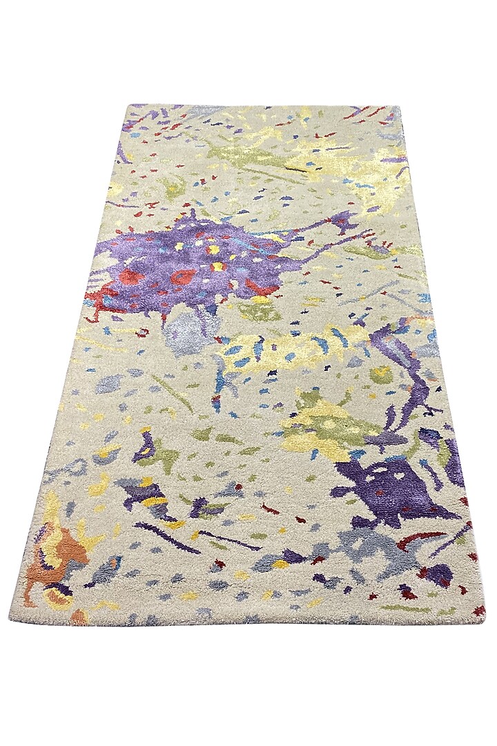 Multi-Colored Silk Handcrafted Carpet by QAALEEN at Pernia's Pop Up Shop