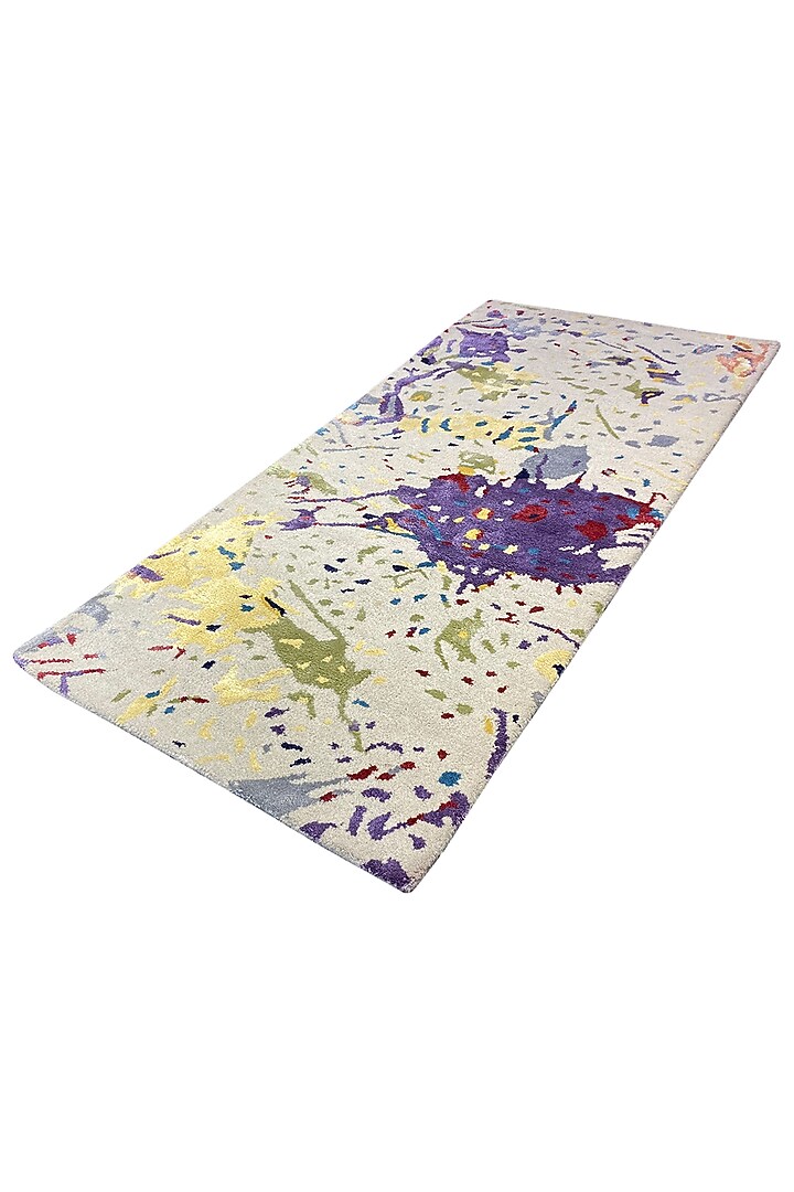 Multi-Colored Silk Handcrafted Carpet by QAALEEN at Pernia's Pop Up Shop