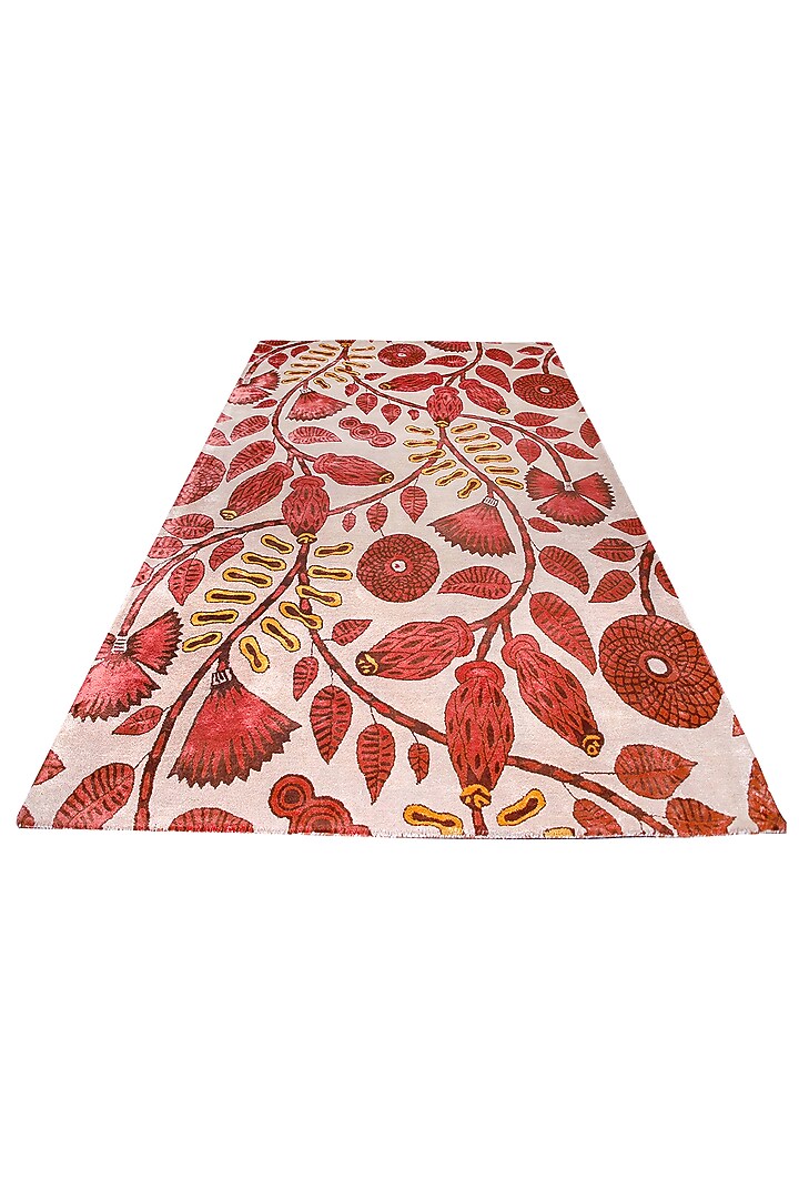 Beige & Rust Handcrafted Carpet by QAALEEN at Pernia's Pop Up Shop