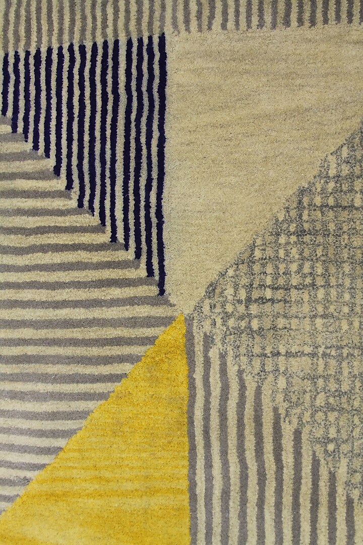 Multi-Colored Woolen Handcrafted Carpet by QAALEEN at Pernia's Pop Up Shop