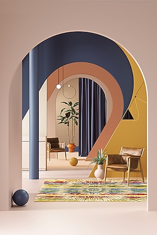 Multi-Colored Silk Hand-Tufted Rug by QAALEEN