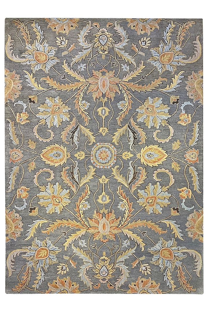 Grey Handwoven Carpet by QAALEEN
