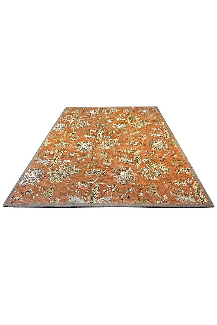Orange Handwoven Carpet by QAALEEN at Pernia's Pop Up Shop