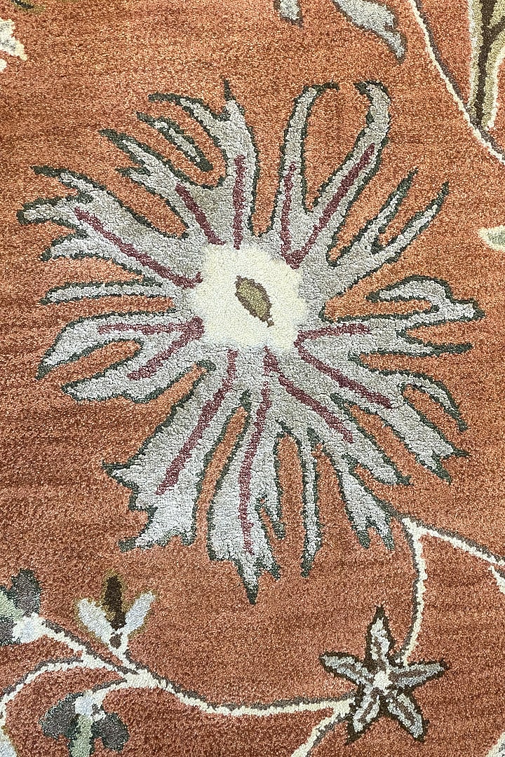 Orange Handwoven Carpet by QAALEEN at Pernia's Pop Up Shop