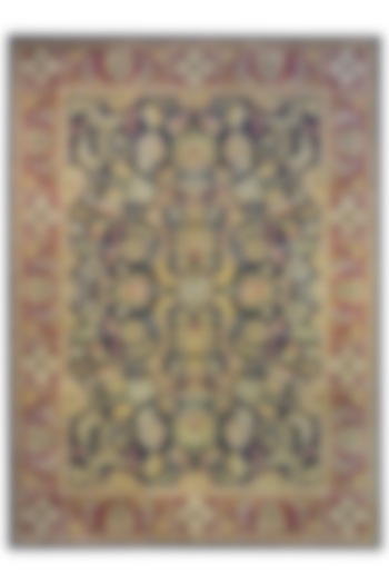 Black & Rust Woolen Handwoven Carpet by QAALEEN