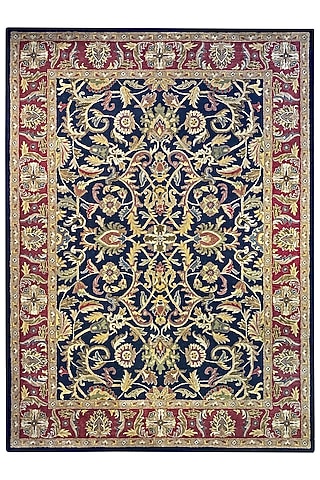 Black & Rust Woolen Handwoven Carpet by QAALEEN