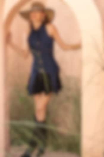 Dark Blue Denim Vacation Dress by QALA CLOTHING at Pernia's Pop Up Shop