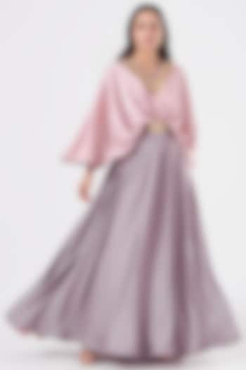 Pale Pink & Pale Grape Embroidered Kaftan by QBIK at Pernia's Pop Up Shop