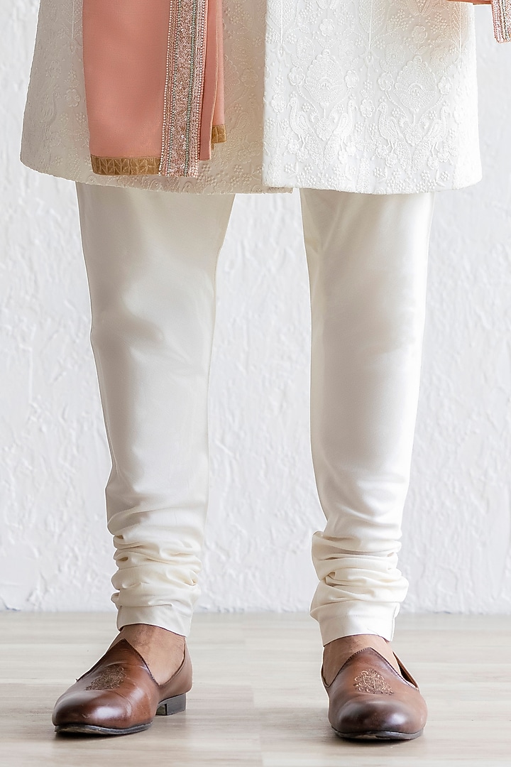 Ivory Georgette Embroidered Groom Sherwani Set by Qbik Men at Pernia's Pop Up Shop