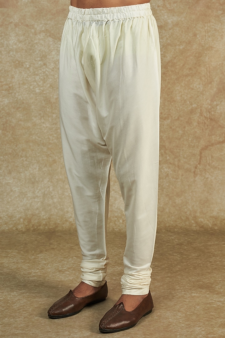 Ivory Cotton Silk Embroidered Groom Sherwani Set by Qbik Men at Pernia's Pop Up Shop