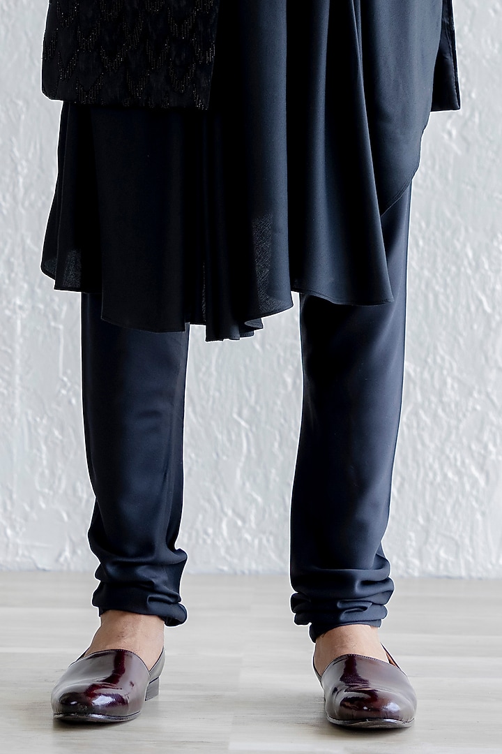 Black Velvet Embroidered Groom Indowestern Set by Qbik Men at Pernia's Pop Up Shop