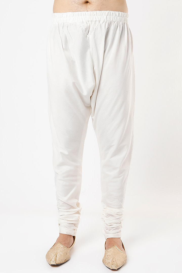 White Cowl Kurta Set With Bundi Jacket by Qbik Men at Pernia's Pop Up Shop