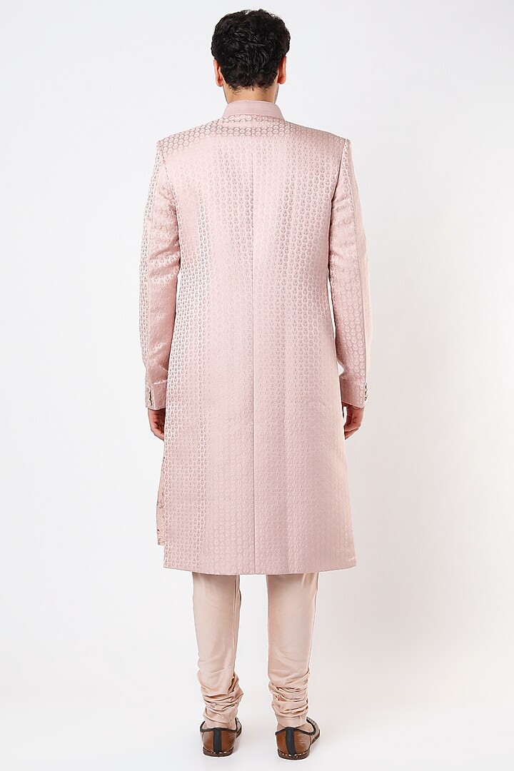 Blush Pink Viscose Wool Wedding Sherwani Set by Qbik Men at Pernia's Pop Up Shop