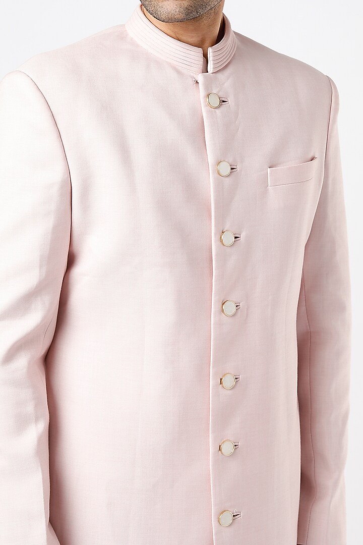Blush Pink Viscose Wedding Sherwani Set by Qbik Men at Pernia's Pop Up Shop