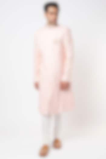 Blush Pink Georgette Groom Sherwani Set by Qbik Men at Pernia's Pop Up Shop