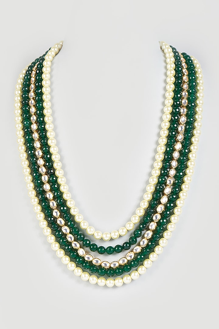 White & Green Onyx Stone Mala by Qbik Men at Pernia's Pop Up Shop