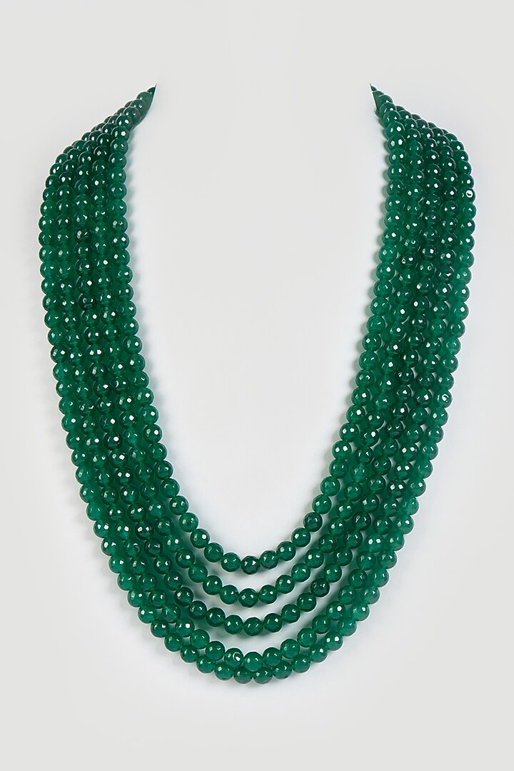 Green Onyx Stone Mala by Qbik Men at Pernia's Pop Up Shop