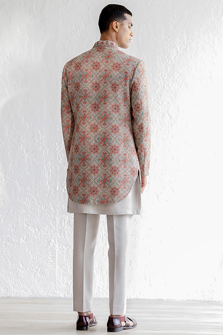Grey Kashmiri Groom Indowestern Set by Qbik Men at Pernia's Pop Up Shop