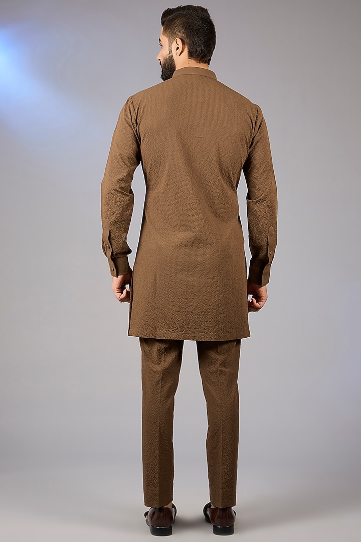 Mustard Raw Silk Zari Embroidered Bundi Jacket Set by Qbik Men at Pernia's Pop Up Shop
