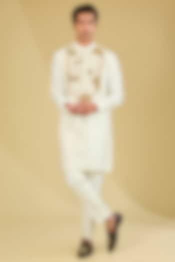 Ivory Matka Cotton Patchwork Kurta Set by Qbik Men