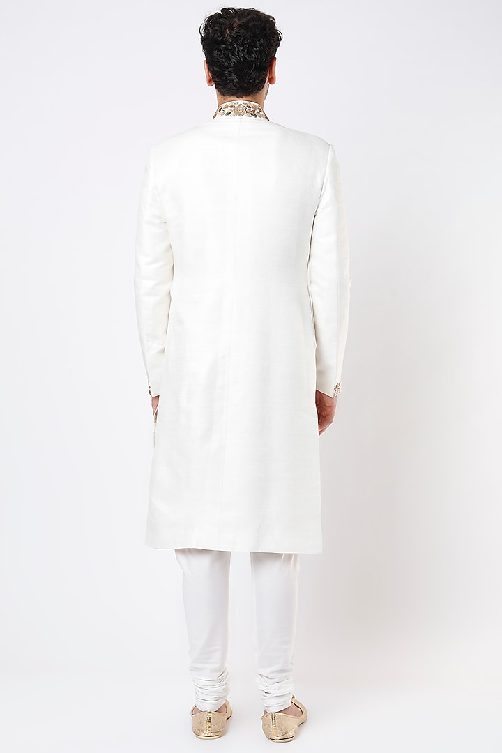 Ivory Embroidered Groom Sherwani Set by Qbik Men at Pernia's Pop Up Shop