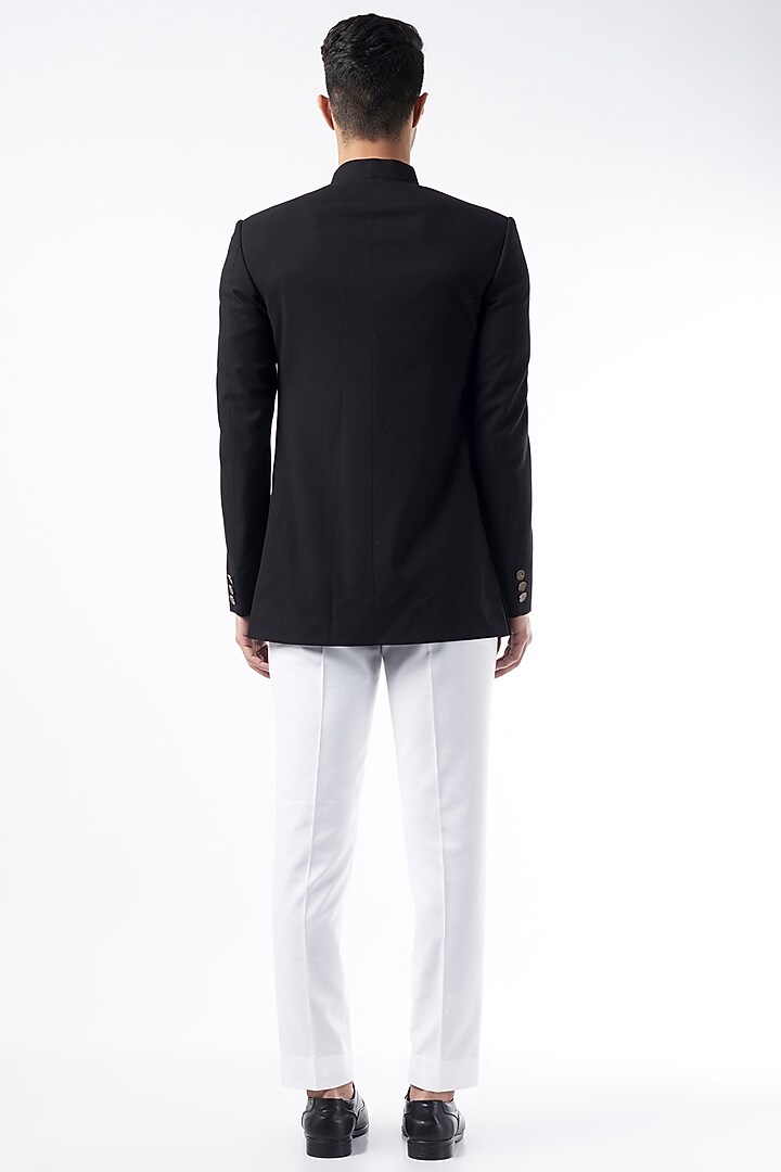 Black Wedding Bandhgala Jacket Set by Qbik Men at Pernia's Pop Up Shop