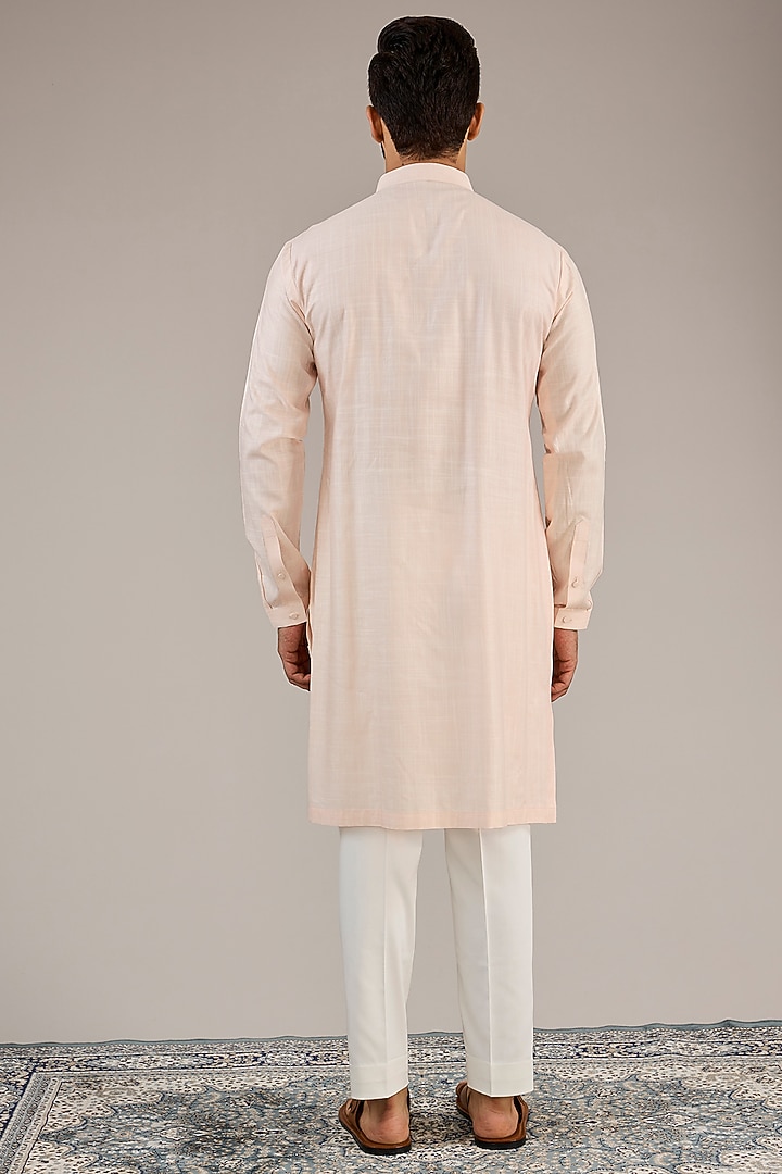 Light Pink Cotton Matka Kashmiri Motif Embroidered Nehru Jacket Set by Qbik Men at Pernia's Pop Up Shop