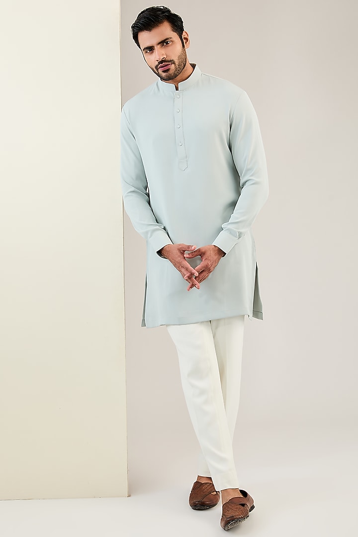 Mint Viscose Suiting Knit Nehru Jacket Set by Qbik Men at Pernia's Pop Up Shop