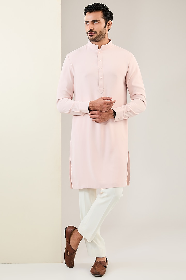 Pink Viscose Suiting Knit Nehru Jacket Set by Qbik Men at Pernia's Pop Up Shop