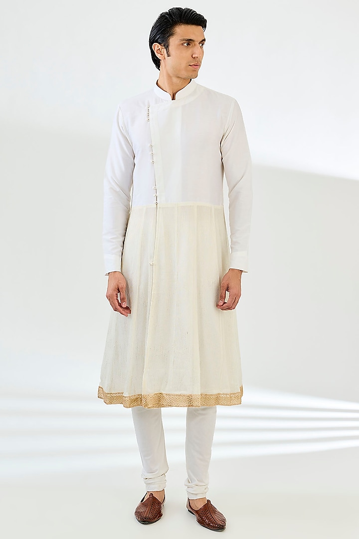 Ivory Silk Floral Embellished Groom Sherwani Set by Qbik Men at Pernia's Pop Up Shop