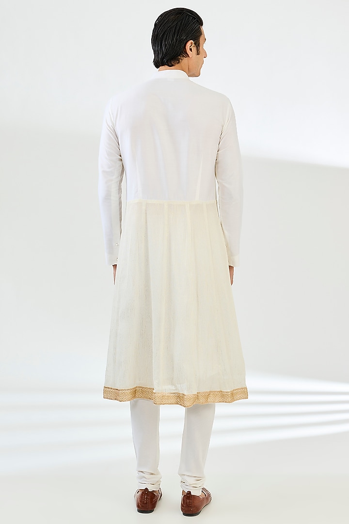 Ivory Silk Floral Embellished Groom Sherwani Set by Qbik Men at Pernia's Pop Up Shop