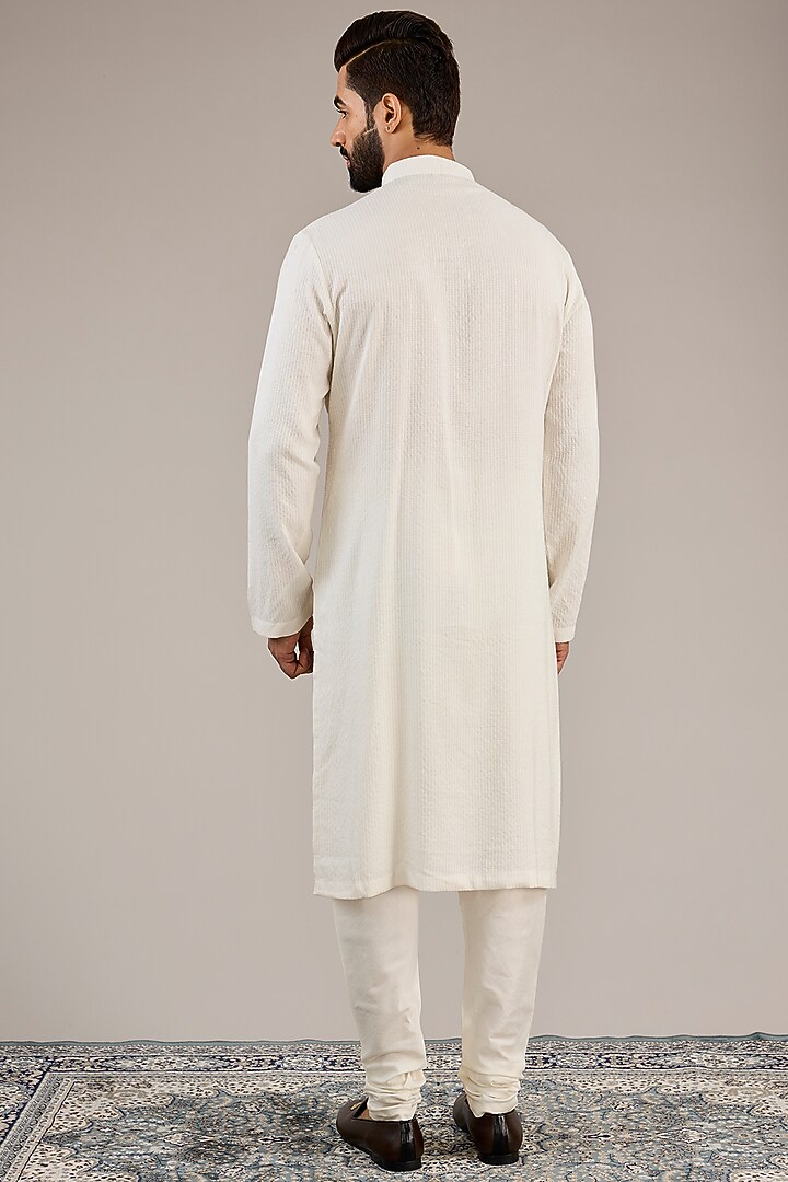 Ivory Jacquard Wedding Sherwani Set by Qbik Men at Pernia's Pop Up Shop