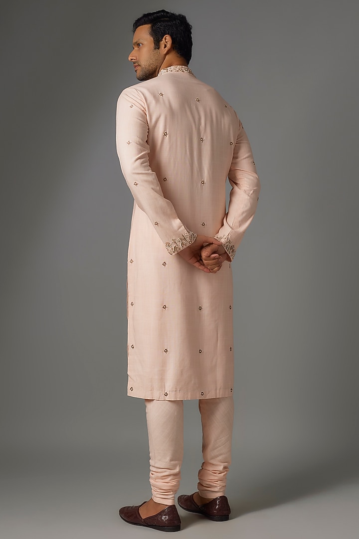 Pink Cotton Matka Embellished Kurta Set by Qbik Men at Pernia's Pop Up Shop