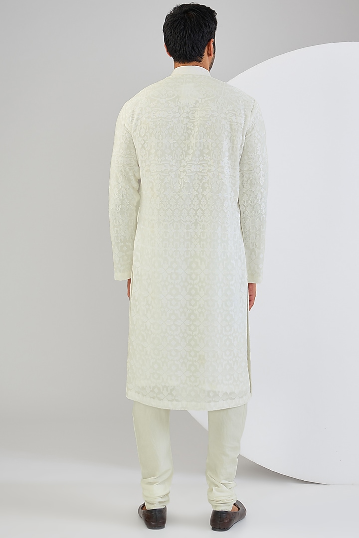 Ivory Chanderi Silk Kurta Set by Qbik Men at Pernia's Pop Up Shop