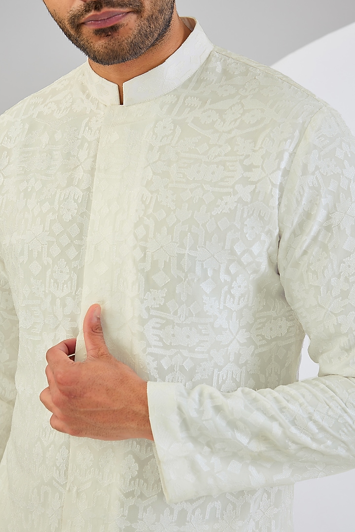 Ivory Chanderi Silk Kurta Set by Qbik Men at Pernia's Pop Up Shop