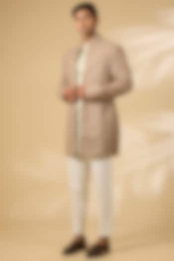 Multi-Colored Jacquard Embroidered Groom Indowestern Set by Qbik Men at Pernia's Pop Up Shop