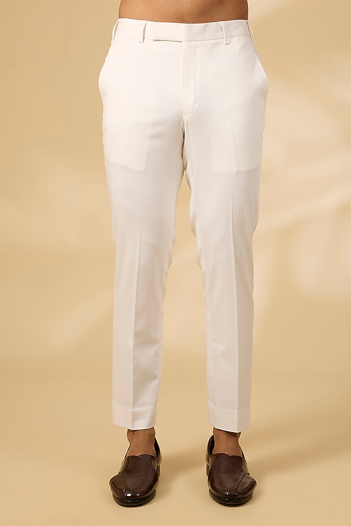 Ivory Viscose Wool Kashmiri Embroidered Groom Bandhgala Set by Qbik Men at Pernia's Pop Up Shop