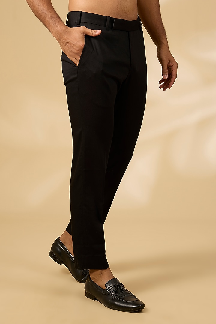 Black Pashmina Silk & Viscose Wool Embroidered Groom Bandhgala Set by Qbik Men at Pernia's Pop Up Shop