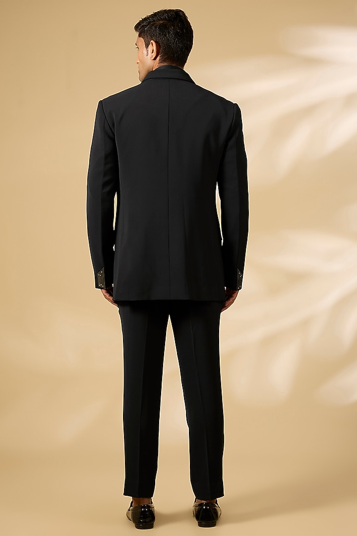 Black Polyester Tuxedo Set by Qbik Men at Pernia's Pop Up Shop
