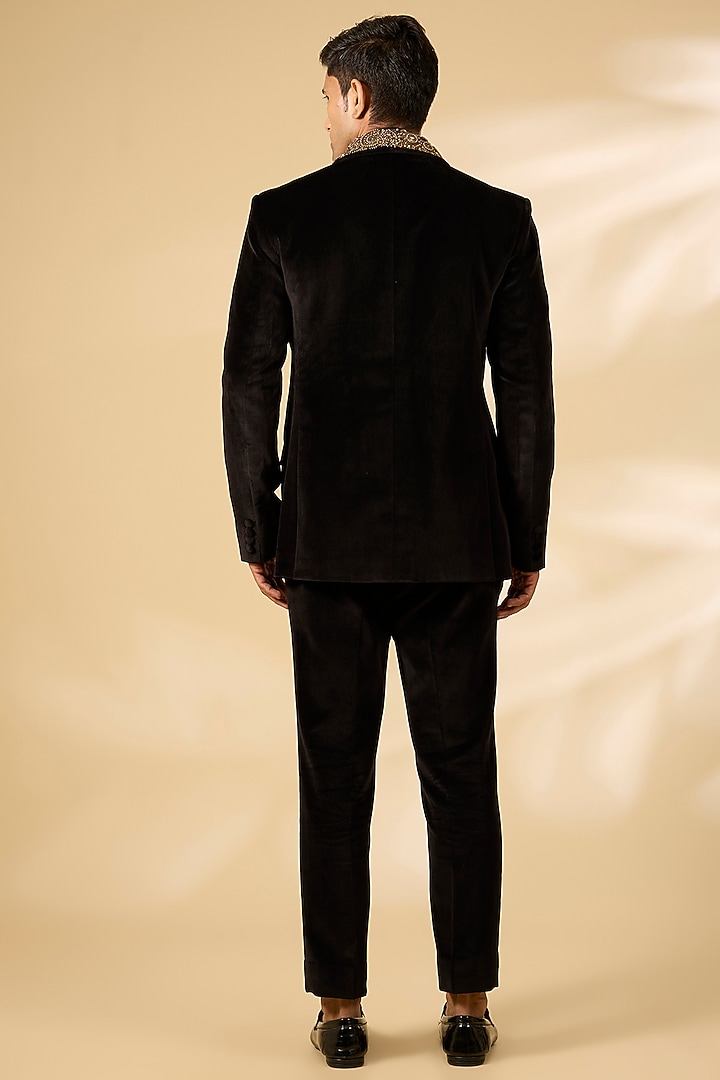 Black Polyester Tuxedo Set by Qbik Men at Pernia's Pop Up Shop