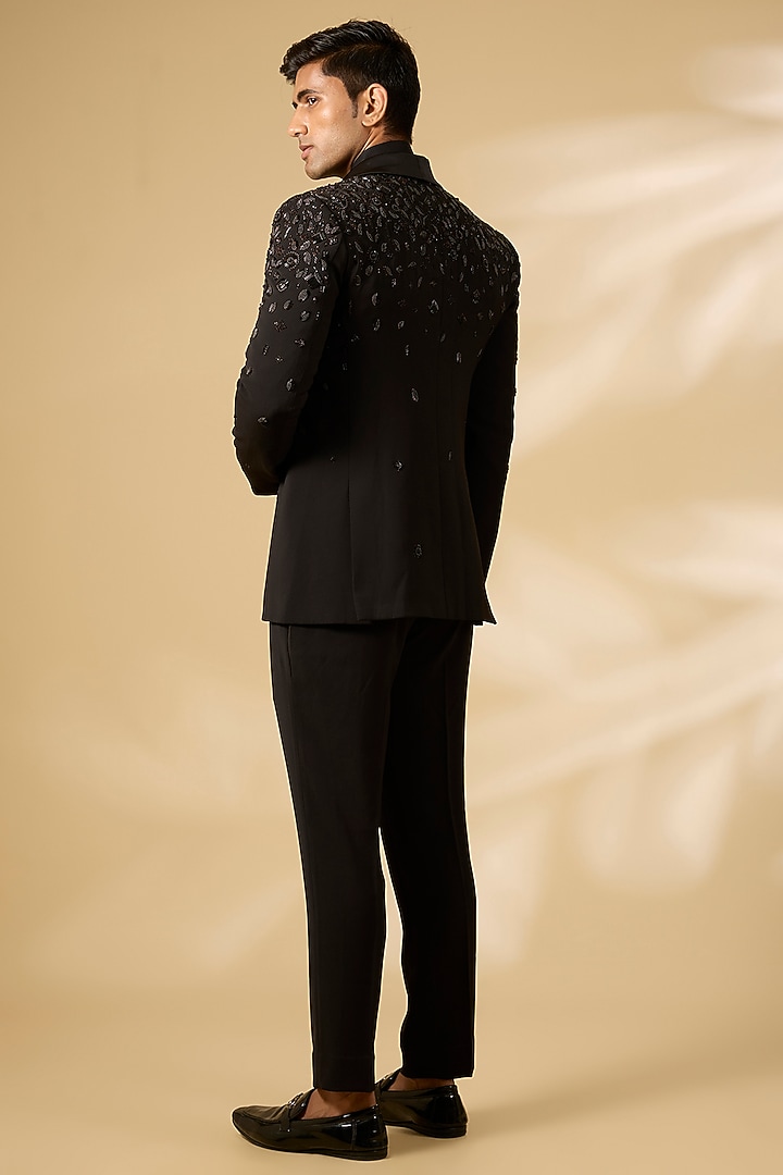 Black Polyester Tuxedo Set by Qbik Men at Pernia's Pop Up Shop
