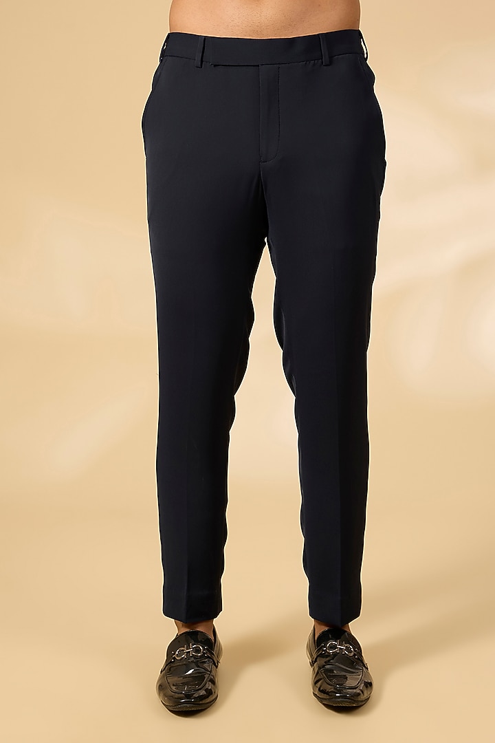 Navy Blue Polyester Tuxedo Set by Qbik Men at Pernia's Pop Up Shop
