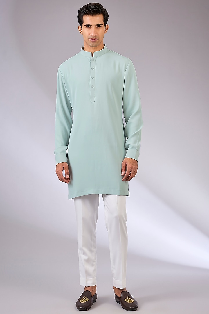 Mint Viscose Suiting Knit Bundi Jacket Set by Qbik Men at Pernia's Pop Up Shop